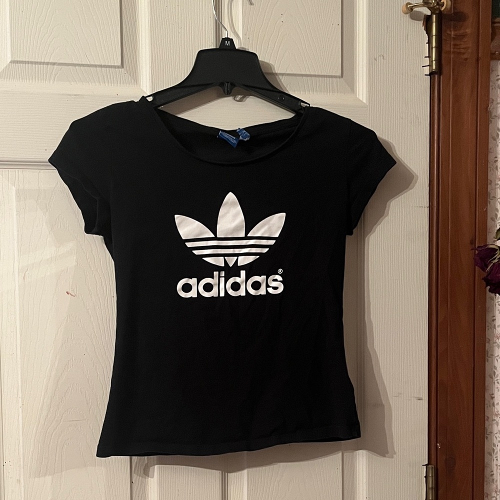 Adidas Women's Black Tee with White Logo